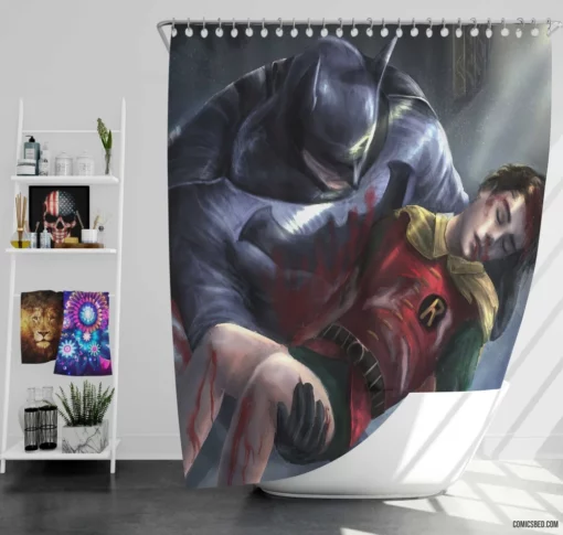 Dynamic Duo Chronicles Batman and Robin Comic Shower Curtain