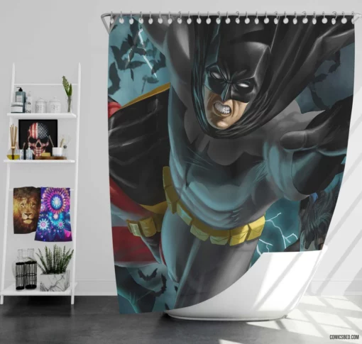 Dynamic Duo Unleashed Batman and Robin Comic Shower Curtain