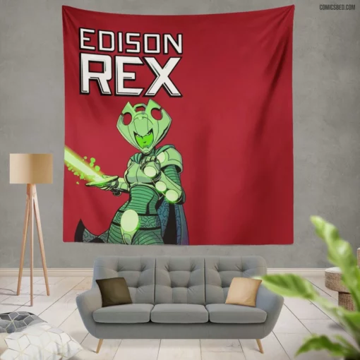 Edison Rex Unconventional Hero Comic Wall Tapestry