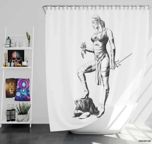 Elektra Marvel Assassin Comic Shower Curtain