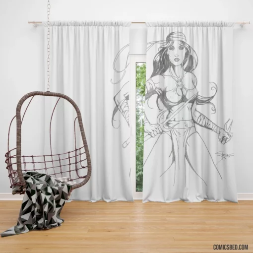 Elektra Marvel Lethal Assassin Comic Curtain