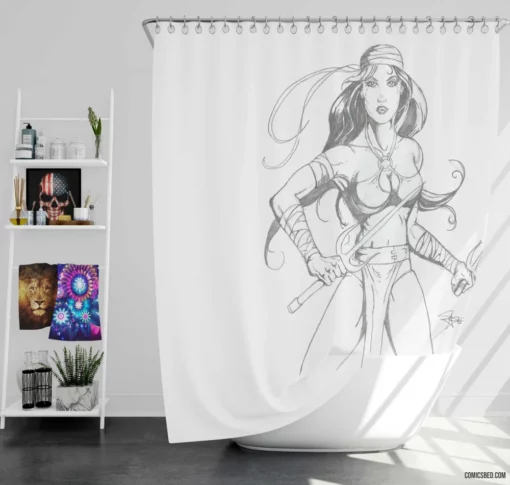 Elektra Marvel Lethal Assassin Comic Shower Curtain