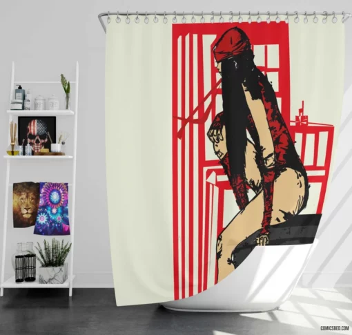 Elektra Unleashed Marvel Deadly Assassin Comic Shower Curtain