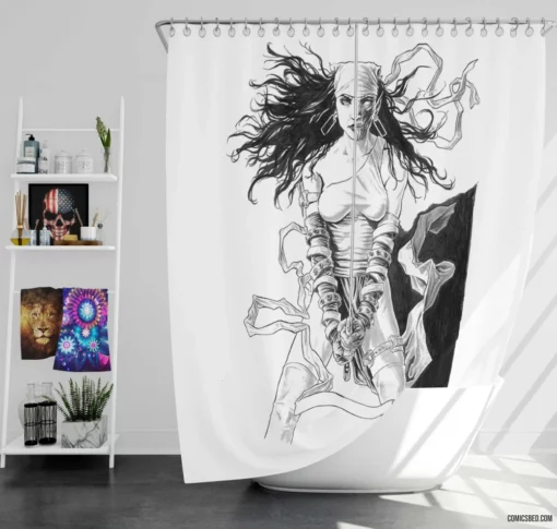 Elektra Unleashed Marvel Enigma Comic Shower Curtain