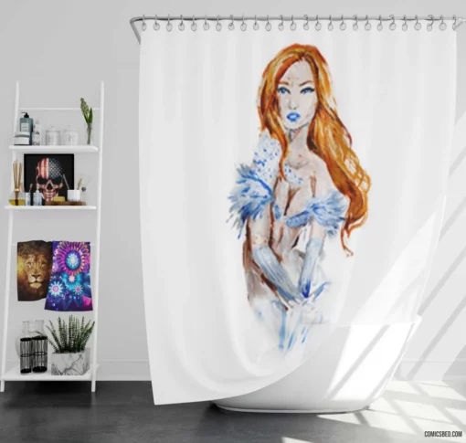 Emma Frost Telepathic Marvel Comic Shower Curtain