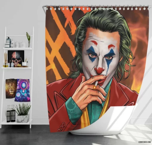 Enigmatic Joker DC Clown of Mysteries Comic Shower Curtain