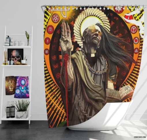 Escape From Jesus Island Saga Comic Shower Curtain