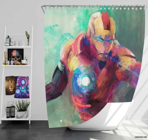 Eternal Iron Man Heartbeat of Progress Comic Shower Curtain