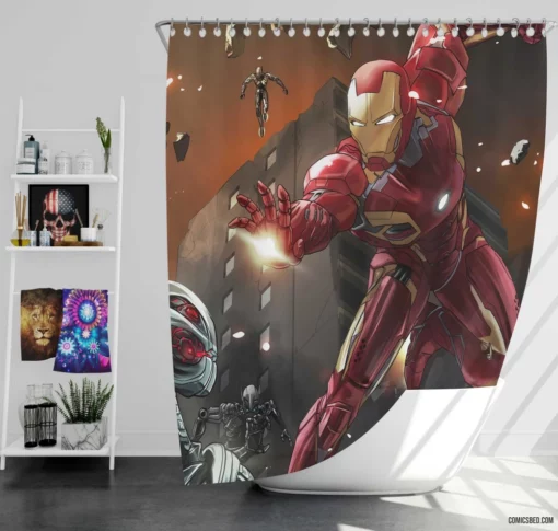 Eternal Iron Man Heroism Transcends Time Comic Shower Curtain