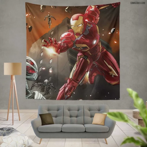 Eternal Iron Man Heroism Transcends Time Comic Wall Tapestry