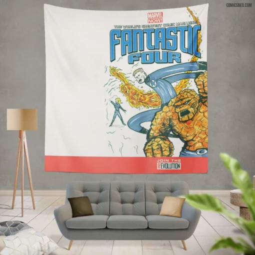 Fantastic Four Human Torch Thing Marvel Team Comic Wall Tapestry