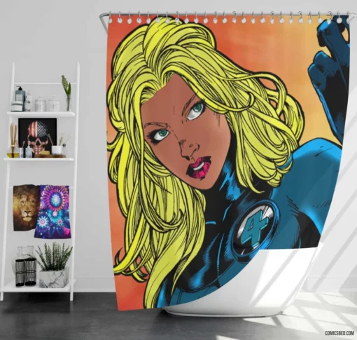 Fantastic Four Invisible Heroine Comic Shower Curtain