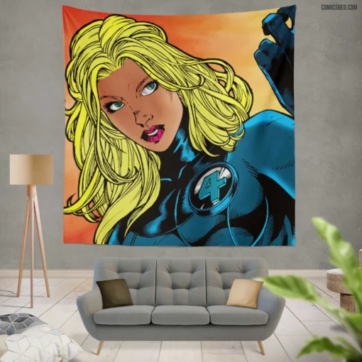 Fantastic Four Invisible Heroine Comic Wall Tapestry