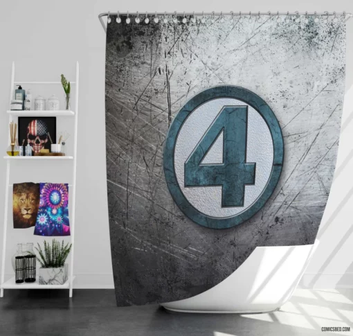 Fantastic Four Logo Marvel Iconic Comic Shower Curtain