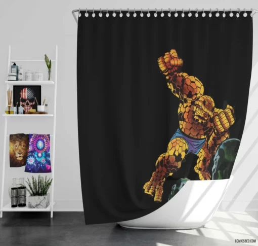 Fantastic Four Thing Rock-Solid Valor Comic Shower Curtain
