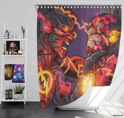 Flash Barry Allen Reverse-Flash Rivalry Comic Shower Curtain