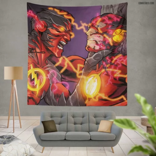 Flash Barry Allen Reverse-Flash Rivalry Comic Wall Tapestry