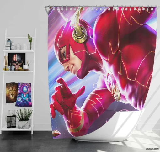 Flash Chronicles DC Scarlet Speedster Comic Shower Curtain