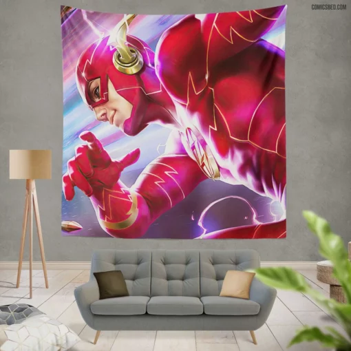 Flash Chronicles DC Scarlet Speedster Comic Wall Tapestry