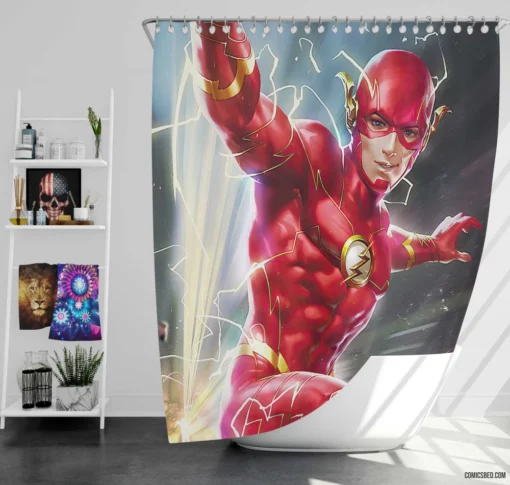 Flash DC Scarlet Speedster Comic Shower Curtain