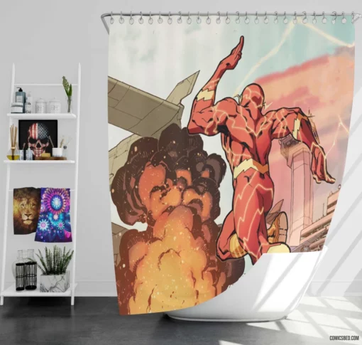 Flash The Speedster Hero Comic Shower Curtain