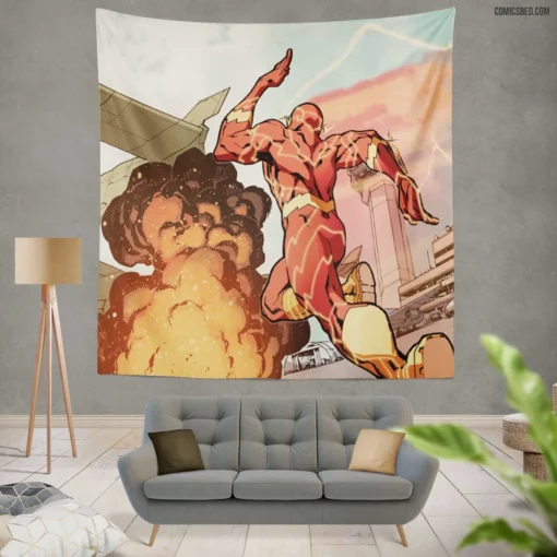 Flash The Speedster Hero Comic Wall Tapestry