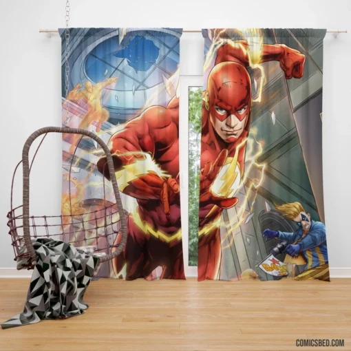 Flash Unleashed DC Scarlet Speedster Comic Curtain