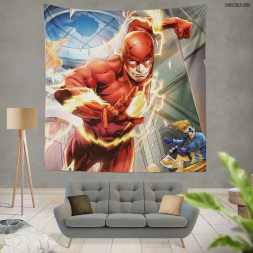 Flash Unleashed DC Scarlet Speedster Comic Wall Tapestry