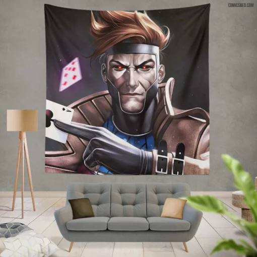 Gambit Marvel Card-Throwing Hero Comic Wall Tapestry