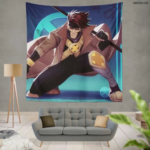 Gambit Marvel Card-Throwing Mutant Comic Wall Tapestry