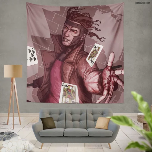 Gambit Marvel Card-Throwing X-Men Comic Wall Tapestry