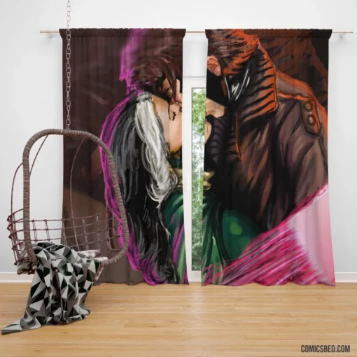 Gambit & Rogue X-Men Marvelous Kiss Comic Curtain