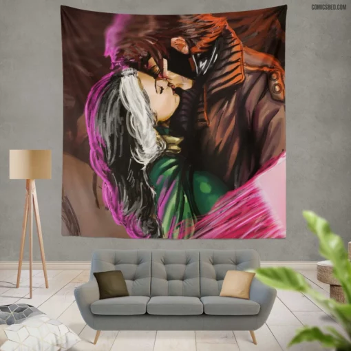 Gambit & Rogue X-Men Marvelous Kiss Comic Wall Tapestry