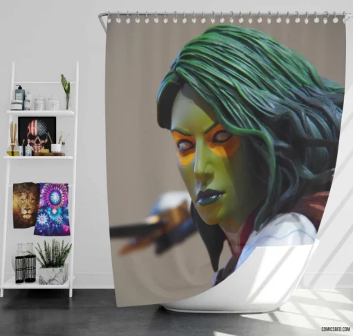 Gamora Cosmic Swordswoman Comic Shower Curtain