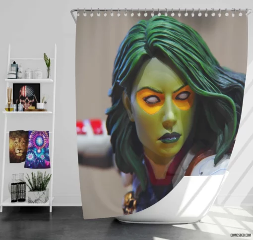 Gamora Galaxy Fierce Warrior Comic Shower Curtain