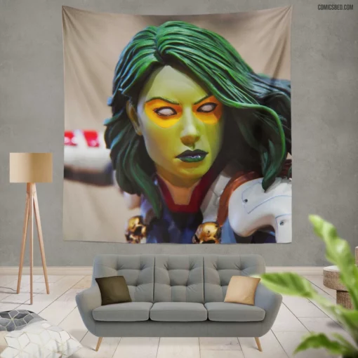 Gamora Galaxy Fierce Warrior Comic Wall Tapestry