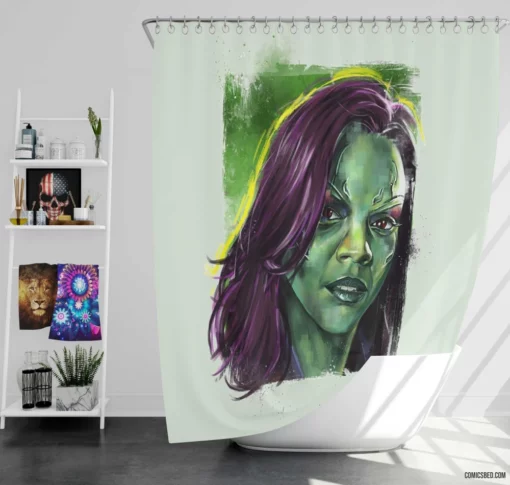 Gamora Intergalactic Warrior Comic Shower Curtain