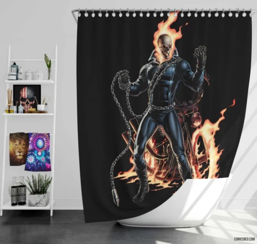 Ghost Rider Chronicles Marvel Infernal Hero Comic Shower Curtain