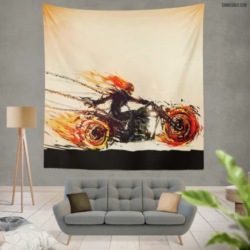 Ghost Rider Chronicles Marvel Motorcycle Hero Comic Wall Tapestry