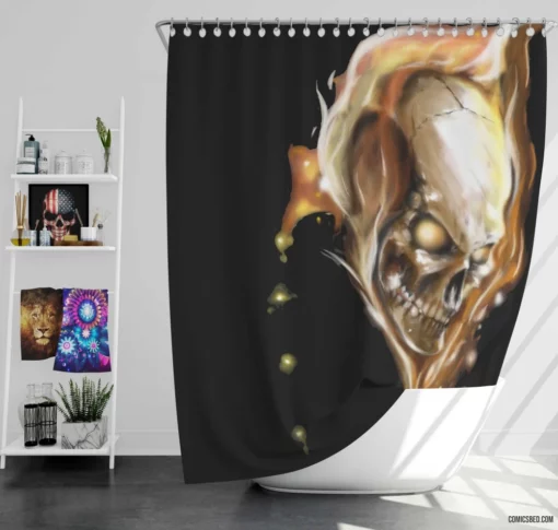 Ghost Rider Fiery Adventures Comic Shower Curtain