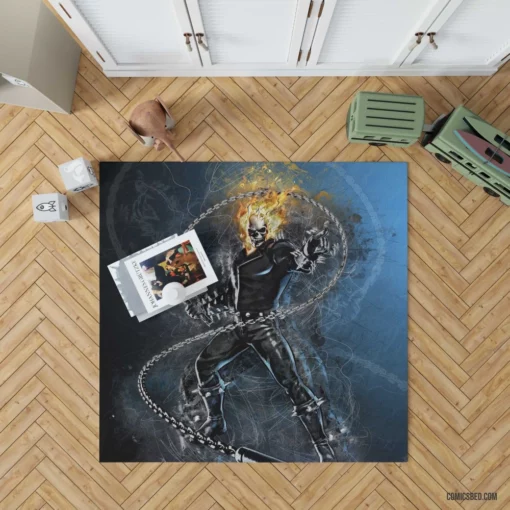 Ghost Rider Fiery Marvel Ride Comic Rug