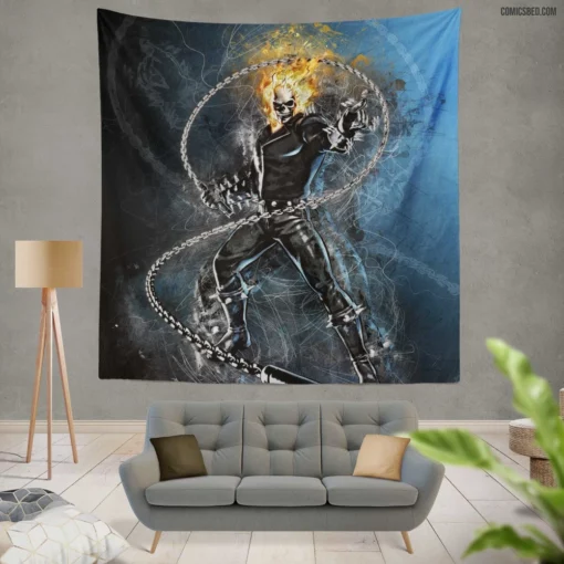 Ghost Rider Fiery Marvel Ride Comic Wall Tapestry