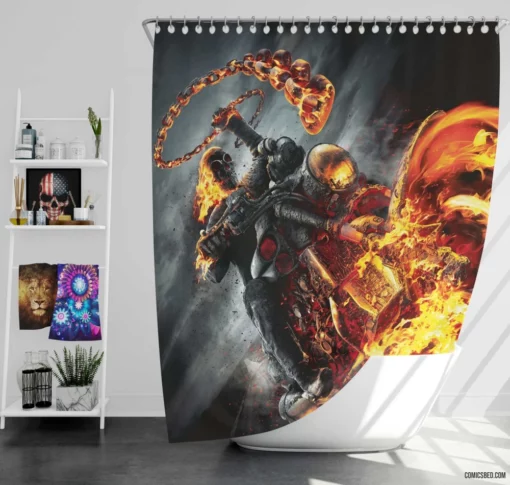 Ghost Rider Flames of Retribution Comic Shower Curtain