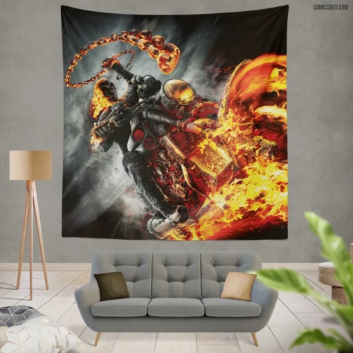 Ghost Rider Flames of Retribution Comic Wall Tapestry