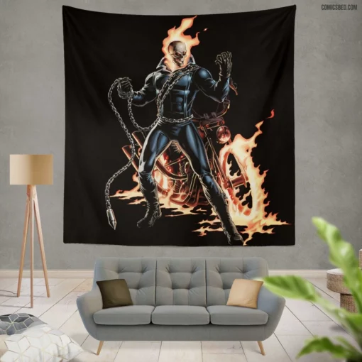 Ghost Rider Hell Burning Justice Comic Wall Tapestry