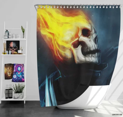 Ghost Rider Hellish Vengeance Comic Shower Curtain