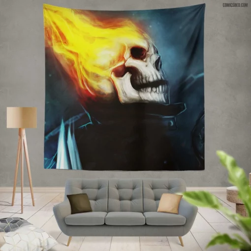 Ghost Rider Hellish Vengeance Comic Wall Tapestry