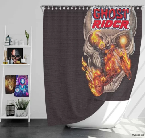 Ghost Rider Johnny Blaze Fury Comic Shower Curtain