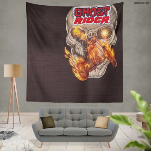 Ghost Rider Johnny Blaze Fury Comic Wall Tapestry