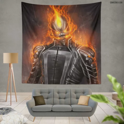 Ghost Rider Marvel Fiery Avenger Comic Wall Tapestry